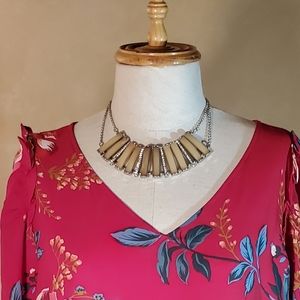 Statement necklace - rhinestones and cream jewels